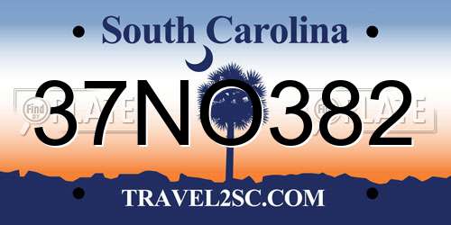37NO382 South Carolina License Plate