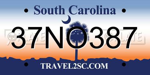 37NO387 South Carolina License Plate