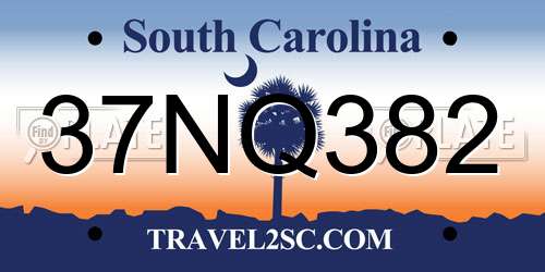 37NQ382 South Carolina License Plate