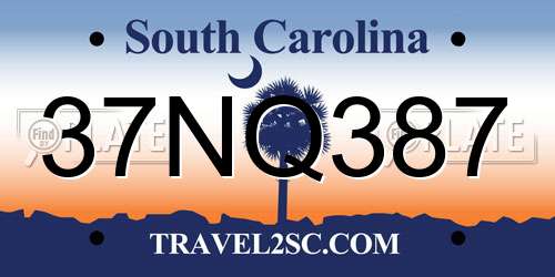 37NQ387 South Carolina License Plate