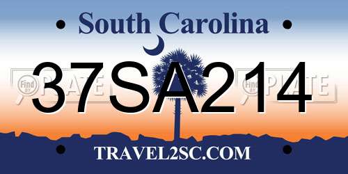 37SA214 South Carolina License Plate