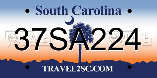 37SA224 South Carolina License Plate