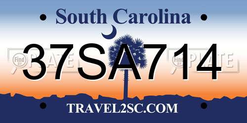 37SA714 South Carolina License Plate