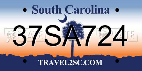37SA724 South Carolina License Plate