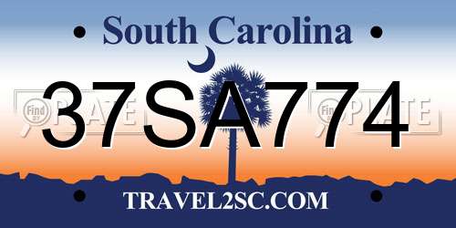 37SA774 South Carolina License Plate