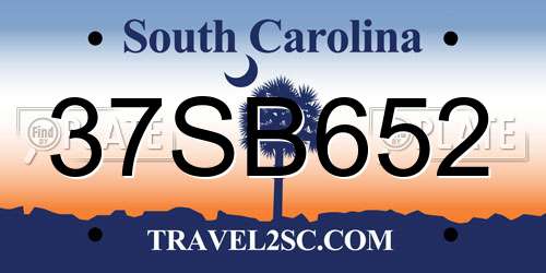 37SB652 South Carolina License Plate