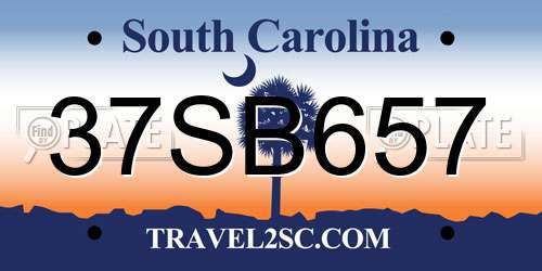 37SB657 South Carolina License Plate