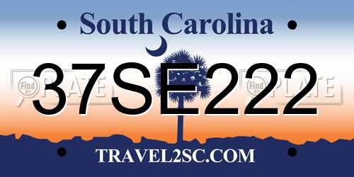 37SE222 South Carolina License Plate