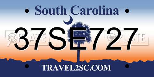 37SE727 South Carolina License Plate