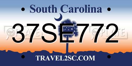 37SE772 South Carolina License Plate