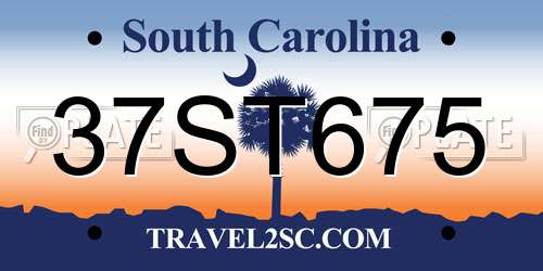 37ST675 South Carolina License Plate