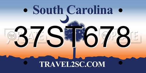 37ST678 South Carolina License Plate