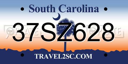 37SZ628 South Carolina License Plate