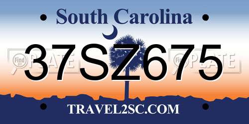 37SZ675 South Carolina License Plate