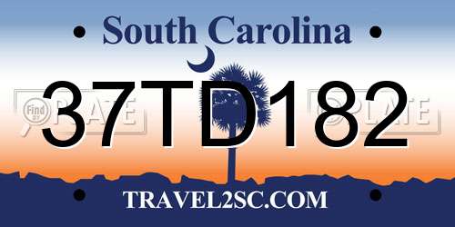 37TD182 South Carolina License Plate