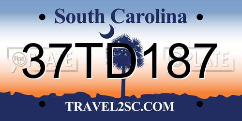 37TD187 South Carolina License Plate