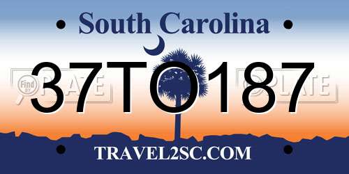 37TO187 South Carolina License Plate