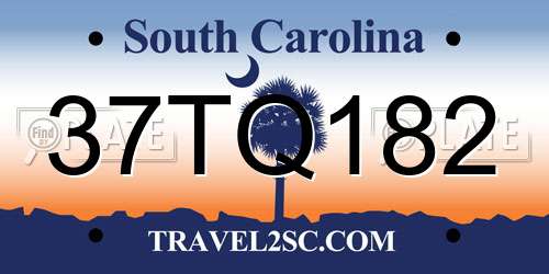 37TQ182 South Carolina License Plate
