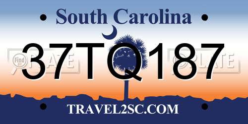 37TQ187 South Carolina License Plate