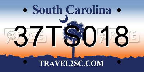 37TS018 South Carolina License Plate