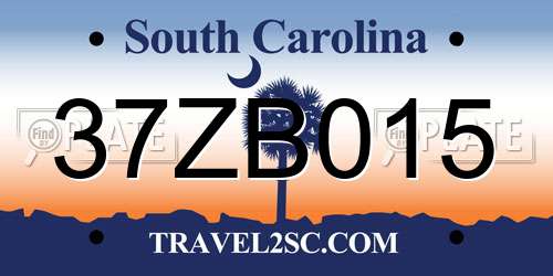 37ZB015 South Carolina License Plate