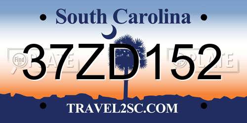 37ZD152 South Carolina License Plate