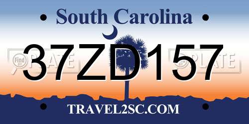 37ZD157 South Carolina License Plate