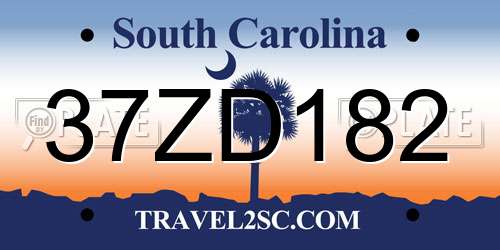 37ZD182 South Carolina License Plate