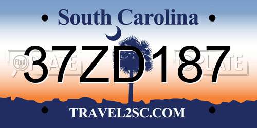 37ZD187 South Carolina License Plate