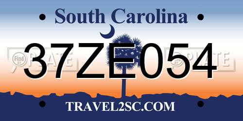 37ZE054 South Carolina License Plate