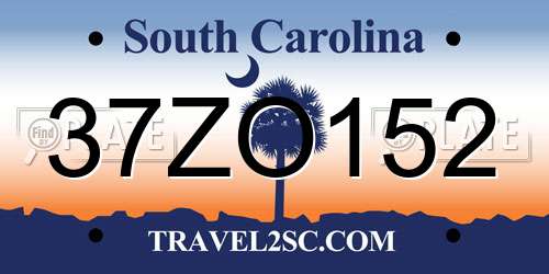 37ZO152 South Carolina License Plate