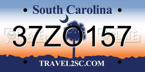 37ZO157 South Carolina License Plate