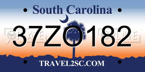 37ZO182 South Carolina License Plate