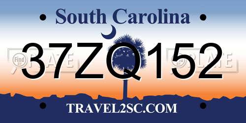 37ZQ152 South Carolina License Plate