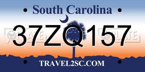 37ZQ157 South Carolina License Plate