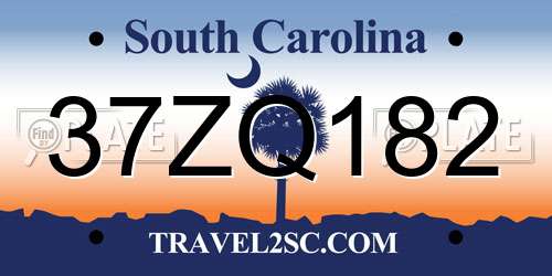 37ZQ182 South Carolina License Plate