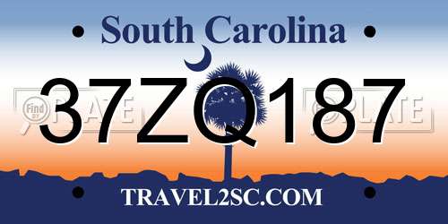 37ZQ187 South Carolina License Plate