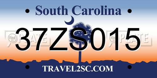 37ZS015 South Carolina License Plate