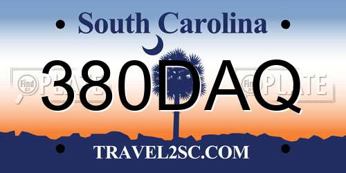 380DAQ South Carolina License Plate