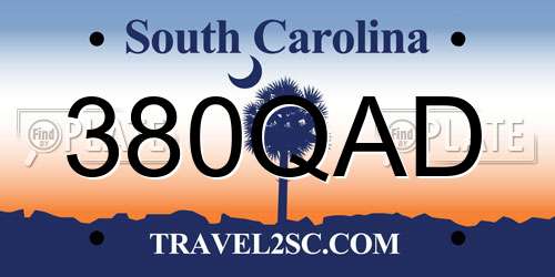 380QAD South Carolina License Plate