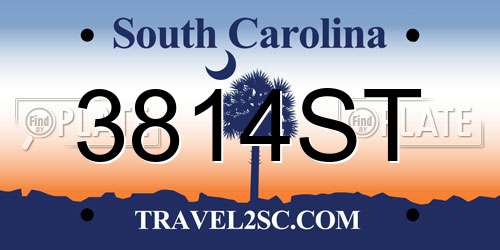 3814ST South Carolina License Plate