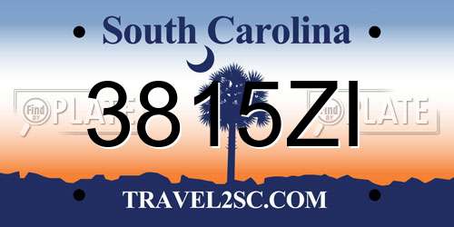 3815ZI South Carolina License Plate
