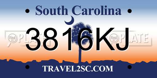 3816KJ South Carolina License Plate