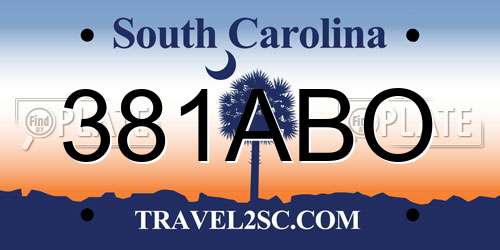 381ABO South Carolina License Plate