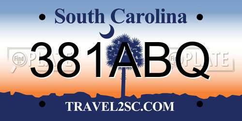 381ABQ South Carolina License Plate