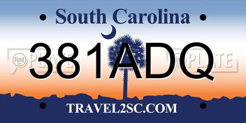 381ADQ South Carolina License Plate