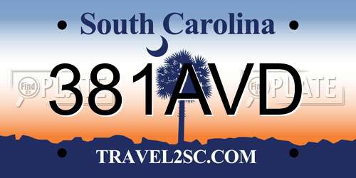 381AVD South Carolina License Plate