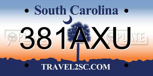 381AXU South Carolina License Plate