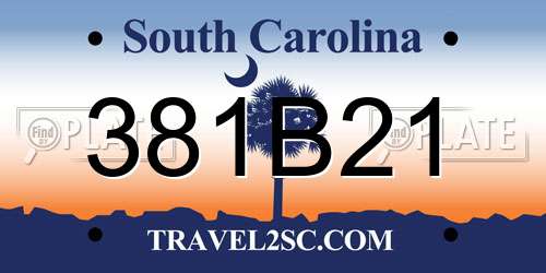 381B21 South Carolina License Plate
