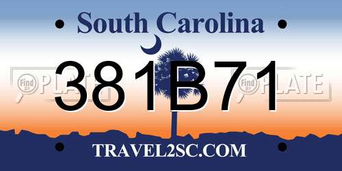 381B71 South Carolina License Plate